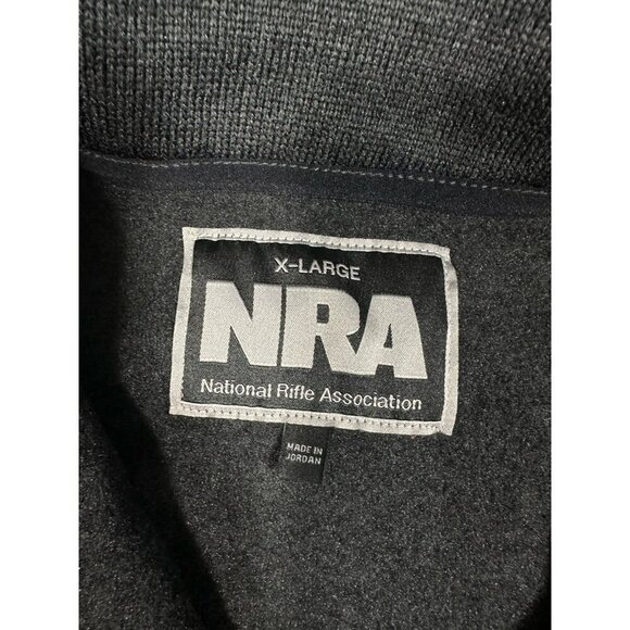 NRA Mens Sweater Size XL Charcoal Gray 1/4 Zip Pullover Zip Pocket Long‎ Sleeve - Picture 4 of 8